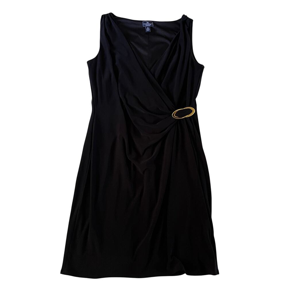 NWT Black Gathered Waist Sleeveless Dress Plus Sz 16 Stretch Slinky Work Office